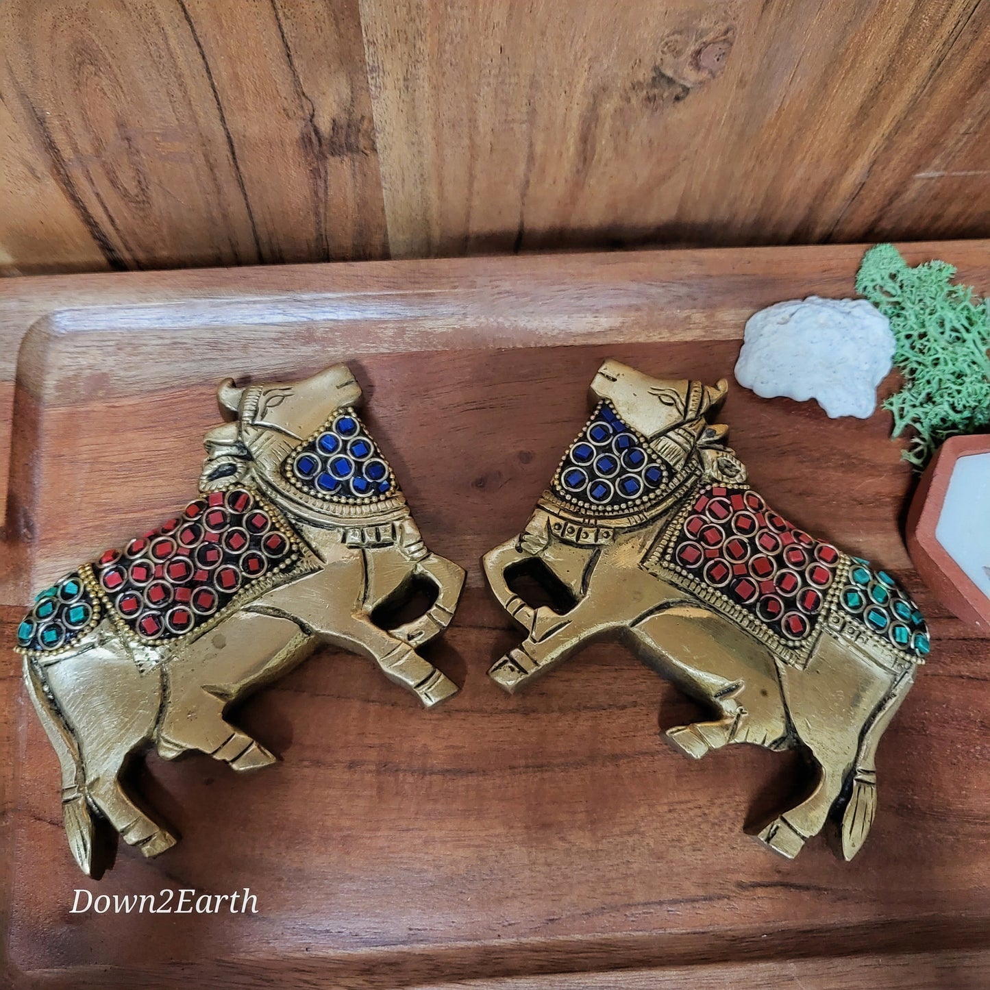 Pichwai cow pair with resin stone work