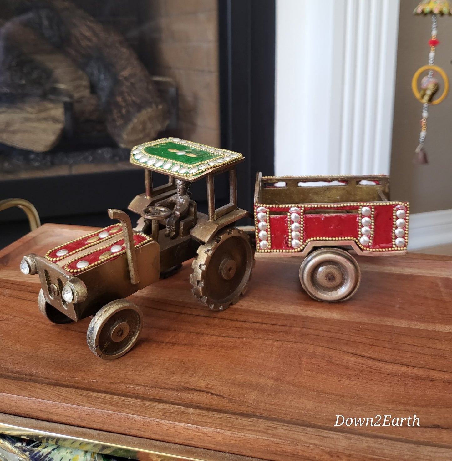 Farmhouse Brass Tractor Decor