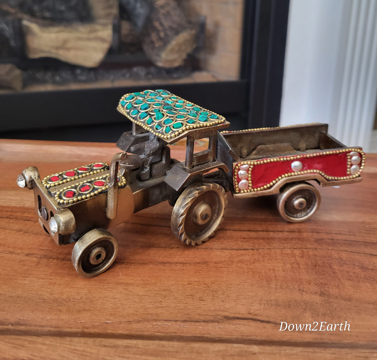 Farmhouse Brass Tractor Decor