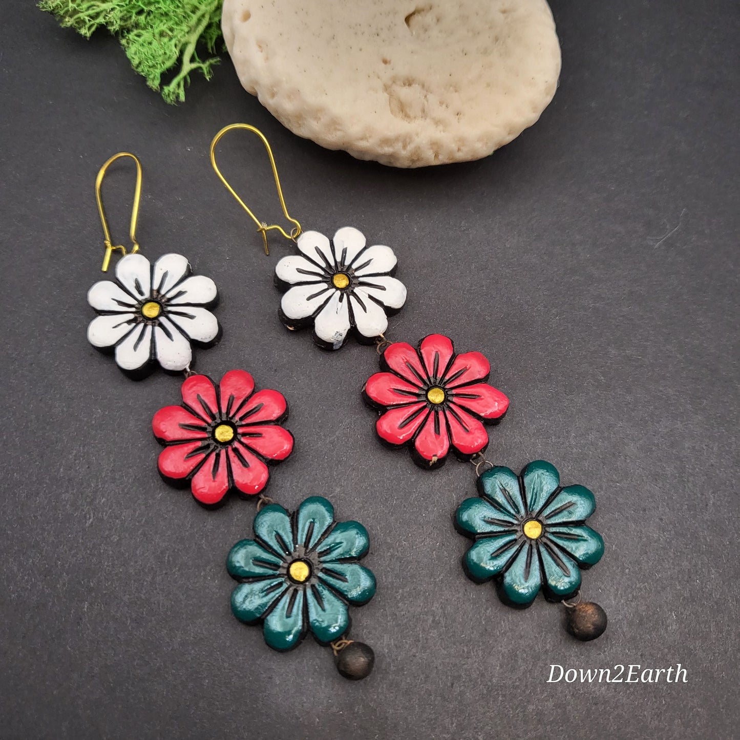 3 layer flower earrings